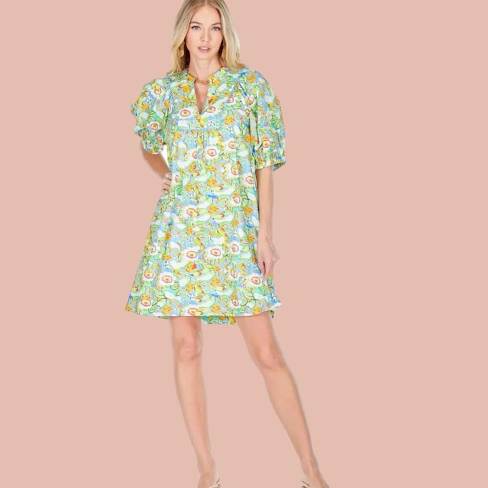 Joy‎ Joy Front Yoke Trim Dress Mango Blossom mini dress sz XL